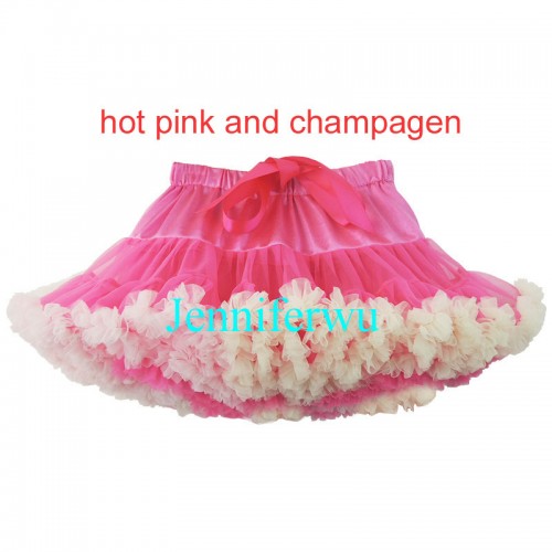 Adult /infant/girl/baby/toddler/kid Tutu Fluffy Party Skirt Soft Princess Ballet Pettiskirt Women's Dancewear hot pink aand champagen